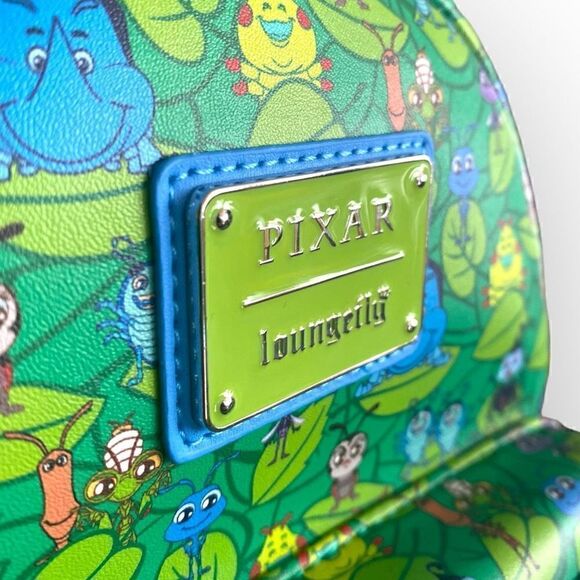 Loungefly Disney Pixar A Bug’s Life Mini Backpack Green Bugs New Exclusive - Picture 3 of 8